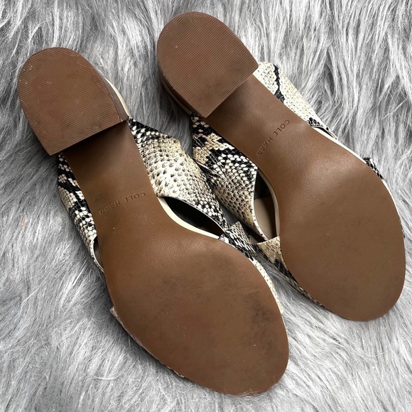 Cole Haan Dakota Tan & Black Snakeskin Wood Block Heel Slide Mule Sandals - Picture 6 of 6